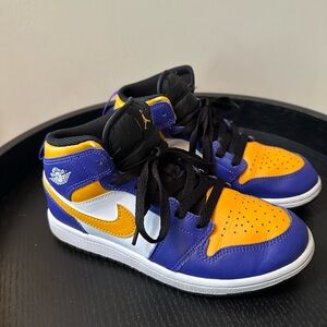 Air Jordan 1 Mid “Lakers” Kids Sneakers Size 3Y